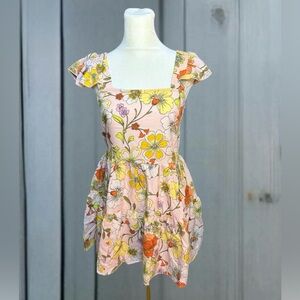 [Lottie & Holly] NWT Floral Pink Ruffle Mini Dress Size Medium
